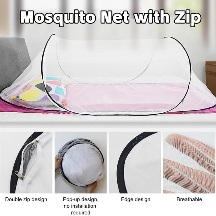 Pop-Up Moskitonetz Bett 200 x 80 x 56cm, Tragbares Faltbares Moskitonetz, Mückennetz Reise, Moskitoz