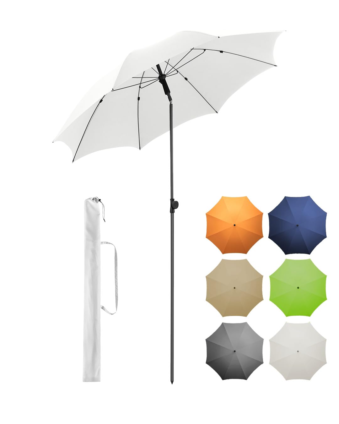 Sonnenschirm Gr. M - 180 cm Durchmesser - UV-Schutz 50+ für Balkon Garten Terrasse Sommer - Titan-Fi
