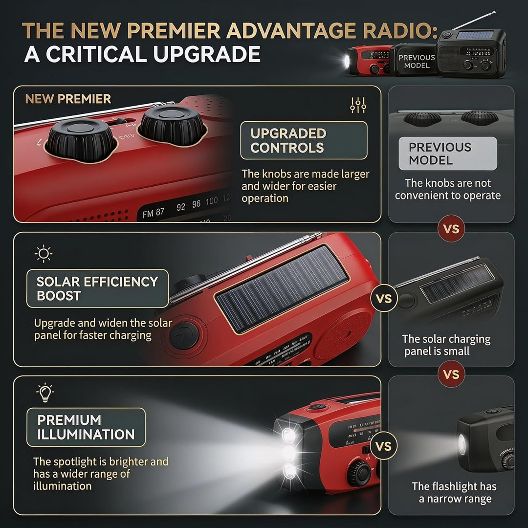 Notfall Radio, 2000mAh Akku Kurbelradio,SOS-Alarm, AM/FM Radio, 3LED Taschenlampe - Tragbares Emerge