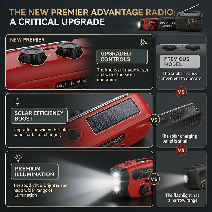 Notfall Radio, 2000mAh Akku Kurbelradio,SOS-Alarm, AM/FM Radio, 3LED Taschenlampe - Tragbares Emerge