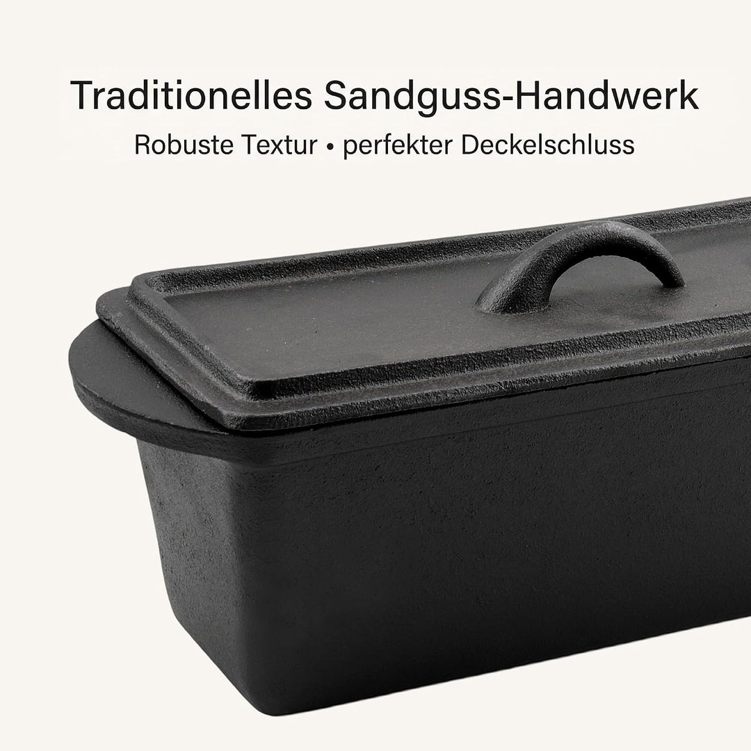 ZOENHOU Brotbackform aus Gusseisen mit Deckel, Rechteckige Kastenform | für Brot und Schmorgerichte,