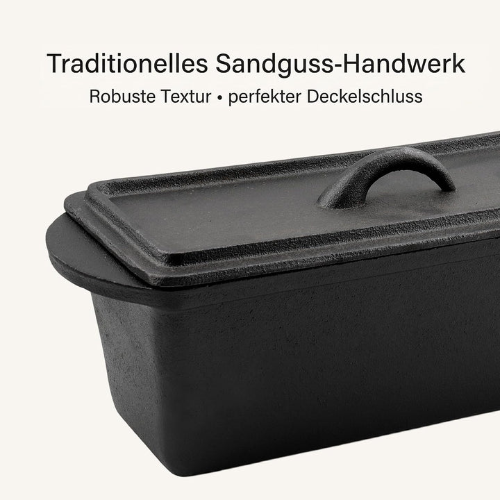 ZOENHOU Brotbackform aus Gusseisen mit Deckel, Rechteckige Kastenform | für Brot und Schmorgerichte,