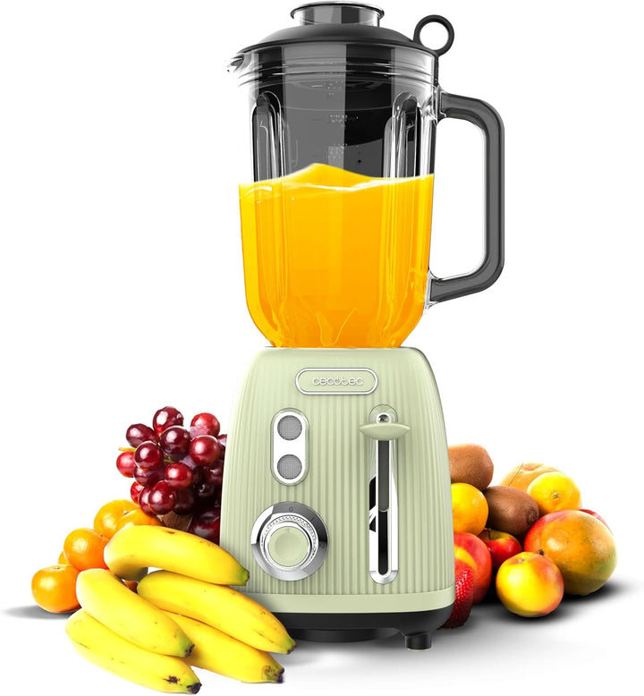 Cecotec Standmixer Retro Power Black Titanium RetroGreen. 1200W Maximale Leistung, 2 Geschwindigkeit