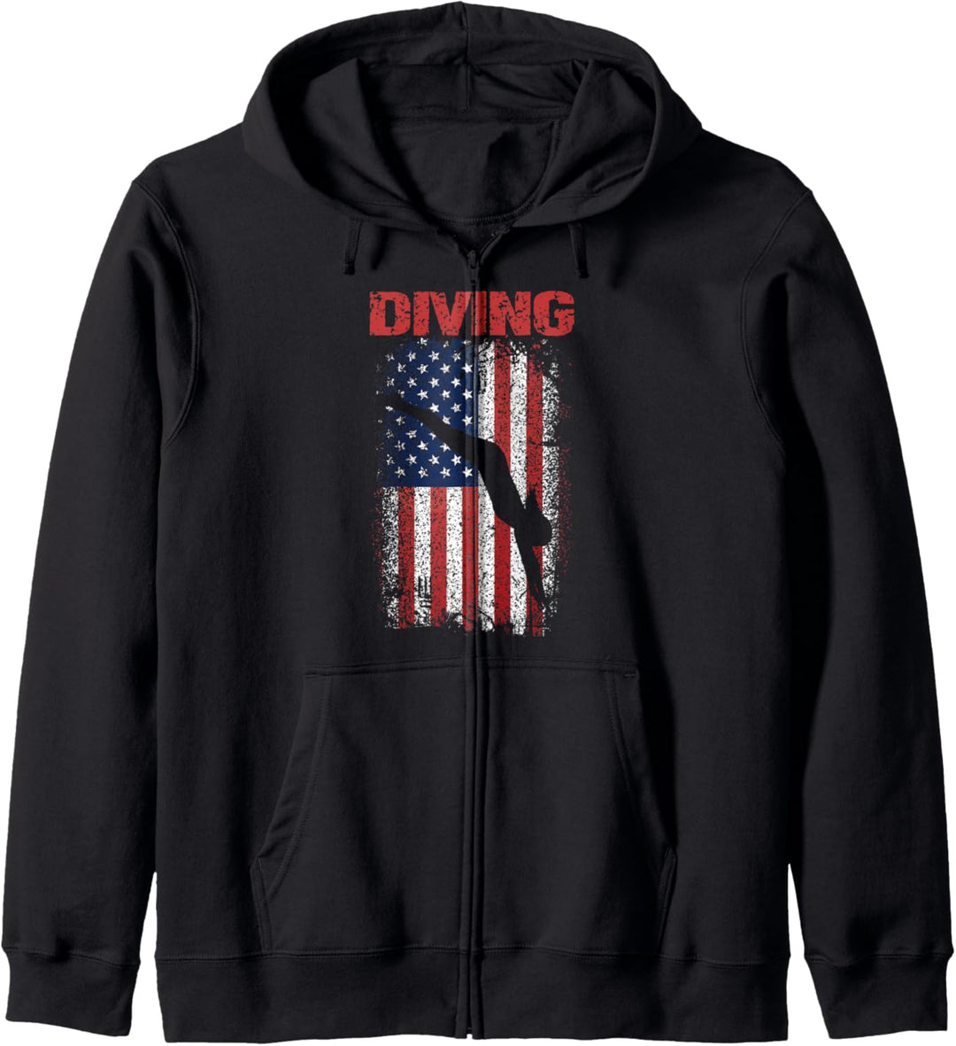 Tauchsport, Retro amerikanische Flagge, USA Amerika Taucher Kapuzenjacke