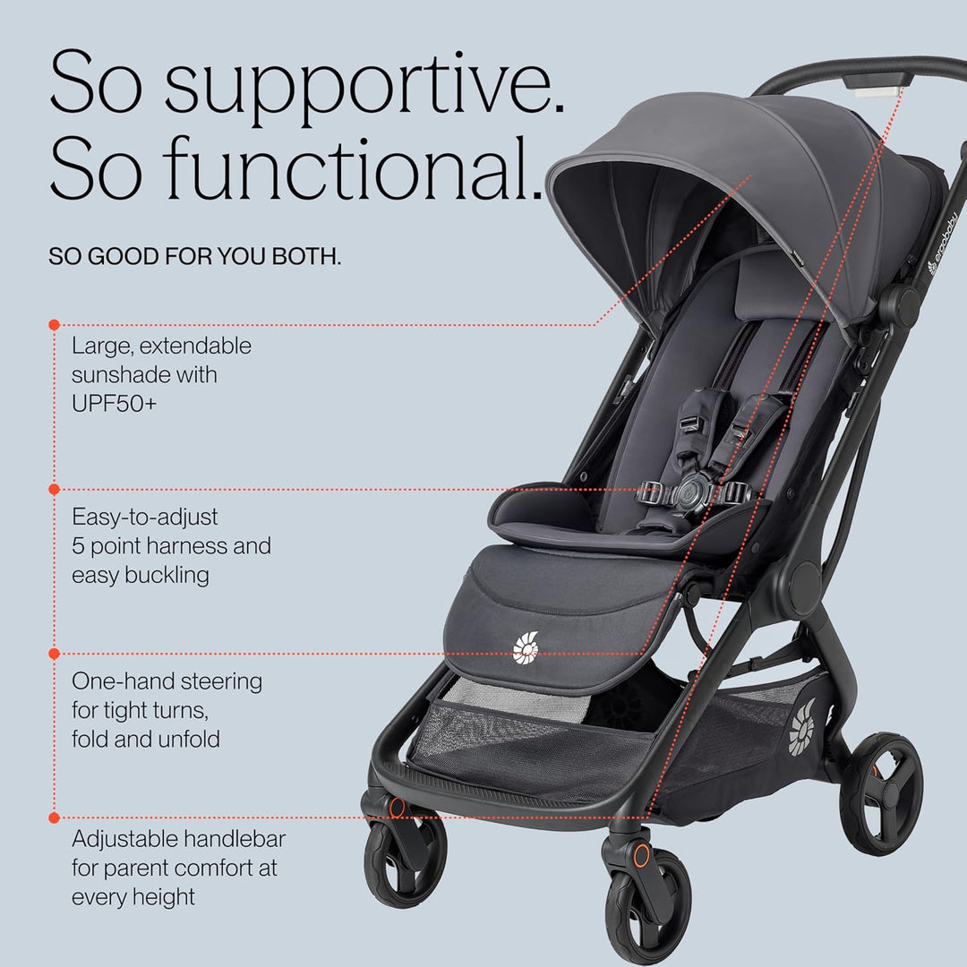Ergobaby Metro3 Kinderwagen Buggy mit Liegefunktion, Baby-Buggy ab Geburt bis 22kg (0-4 Jahre), Zusa