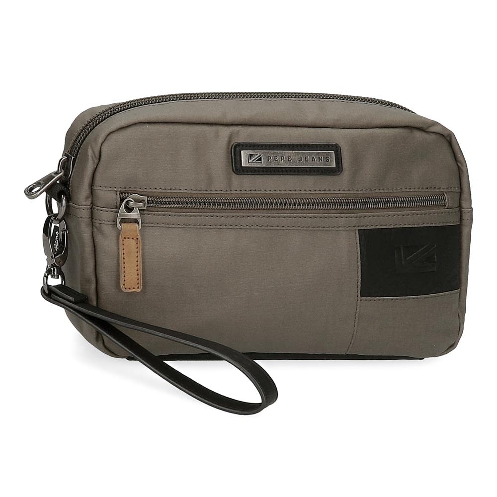 Pepe Jeans Bremen Handtasche, Braun, 24,5 x 15 x 6 cm, Baumwolle mit Details aus Kunstleder, Handtas