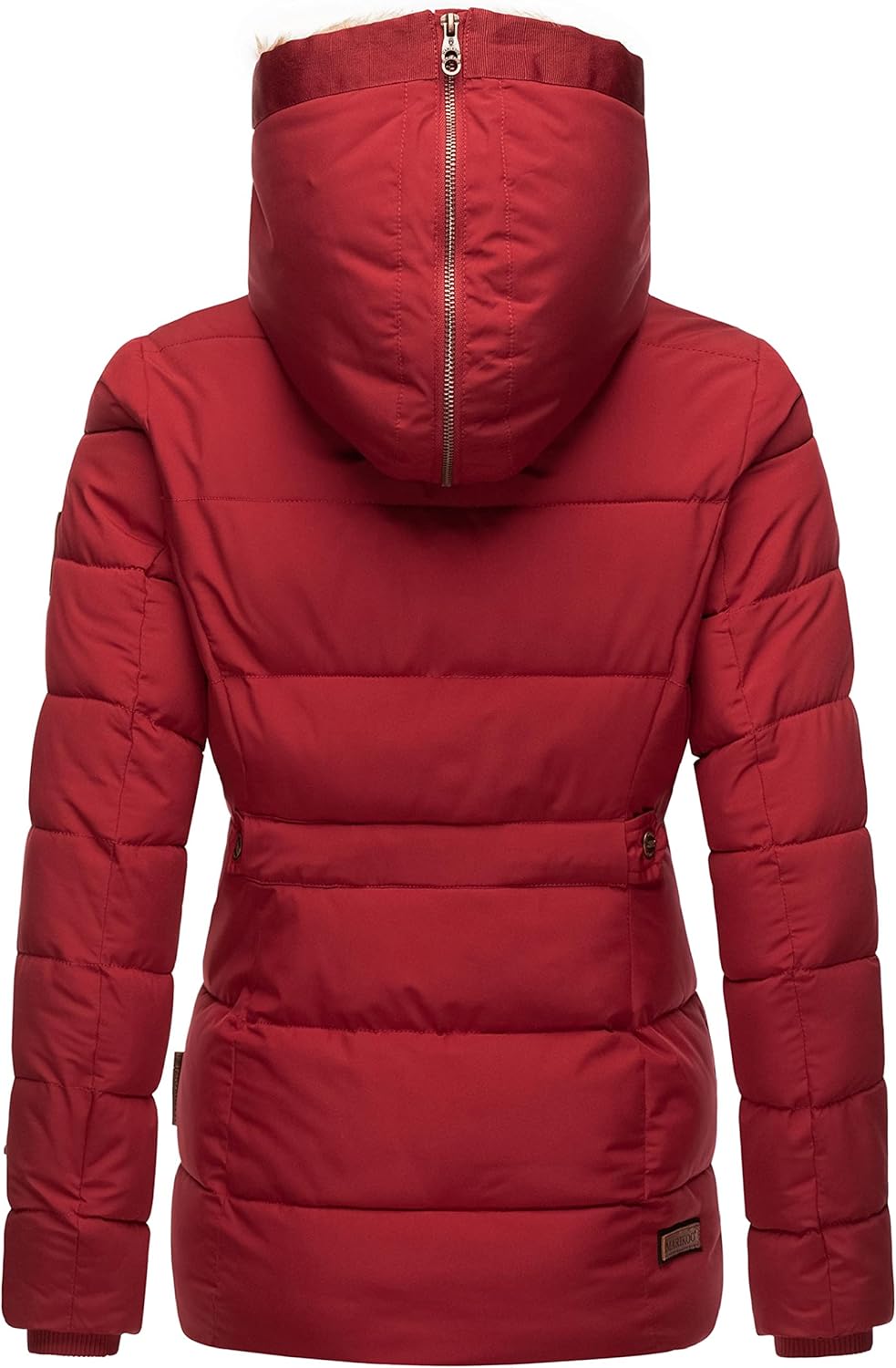 MARIKOO Damen Winterjacke warme Steppjacke mit Kunstfell Innenfutter Nekoo XS-3XL S Dark Red, S Dark