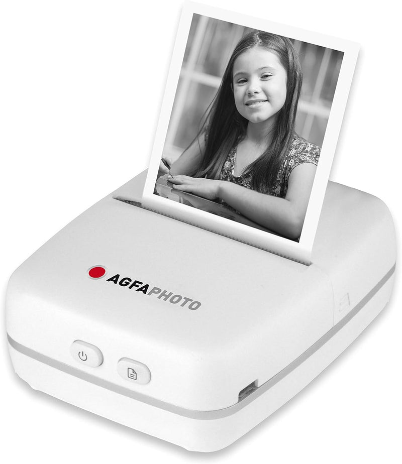 AgfaPhoto Realipix Pocket P Schwarz-Weiss Thermodrucker für Kinder mit spassiger App zum Malen & Kri