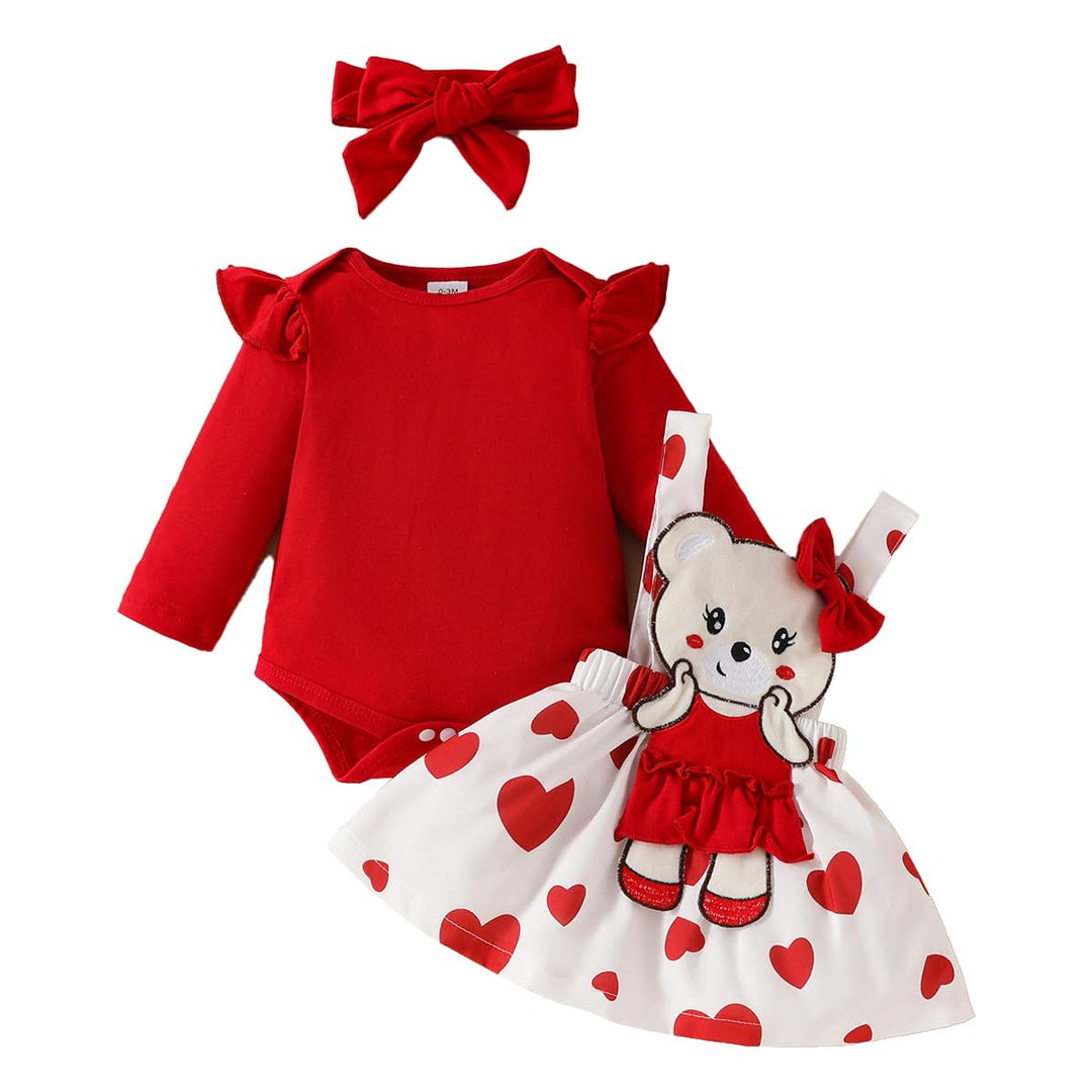 Neugeborenes Baby Mädchen Röcke Sets Rüschen Top + Plaid/Dots/Bowknot Overalls Hosenträger Kleid + S