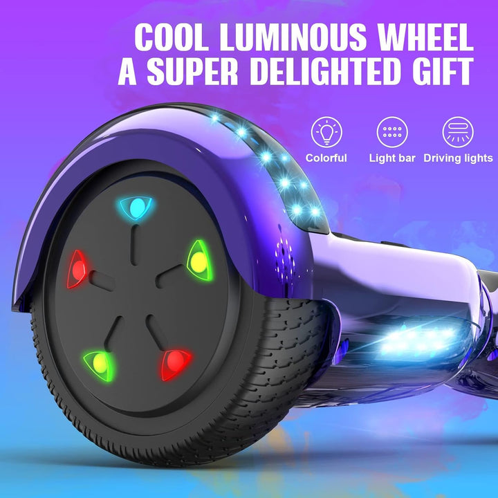 GeekMe Hoverboards 6.5”Zweimotoren 2-Rad-Hoverboards Hoverboards mit LED-Leuchten Bluetooth purple,