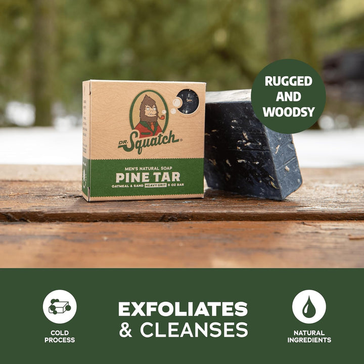 Dr. Squatch Natürliches Seifenstück für Männer, 5er-Pack - Kiefern-Teer Pine Tar, Pine Tar