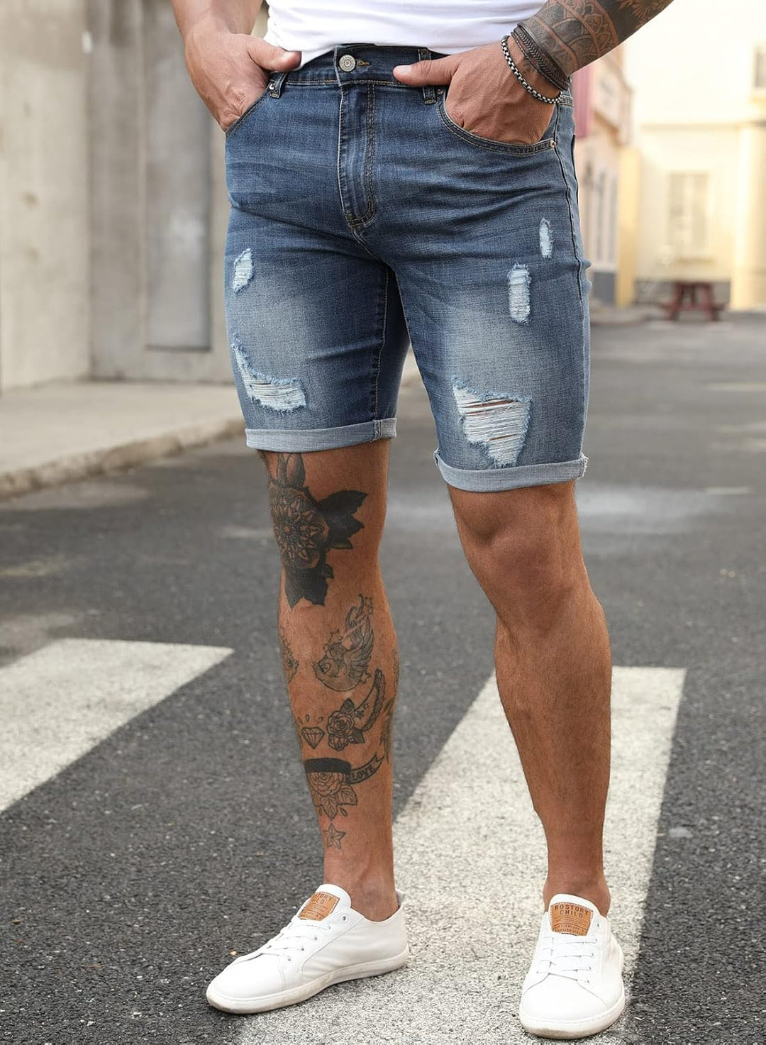 Meilicloth Jeans Shorts Kurze Herren Shorts Sommer Denim Western Casual A Blau XS, A Blau XS