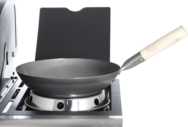 Original chinesische Wokpfanne, Ø 33 cm und Edelstahl-Wok-Ring (Wok, China-Wok, Stahl-Wok, Asia-Wok)