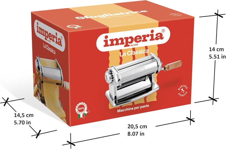 Imperia Sfogliatrice Classica. Nudelmaschine. 100% Made in Italy. Frischpastamaschine aus Stahl. Man