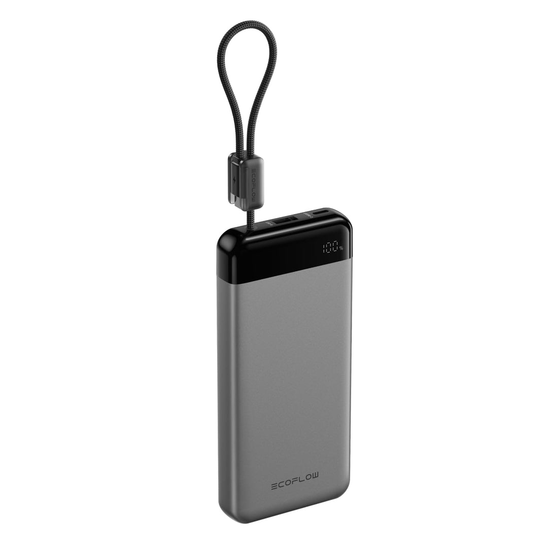 EcoFlow Rapid Powerbank 20000mAh, 45W PPS Schnellladen, mit integriertem ausziehbarem USB-C Kabel fü