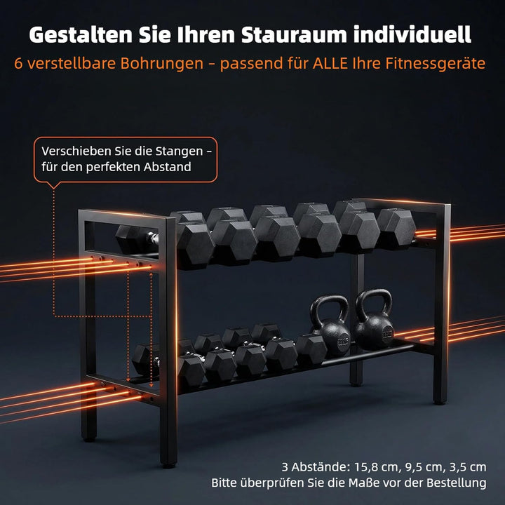 Hantelregal, 2-stufiger verstellbarer Gewichtsständer für Home-Gym, 31 Zoll platzsparender Aufbewahr