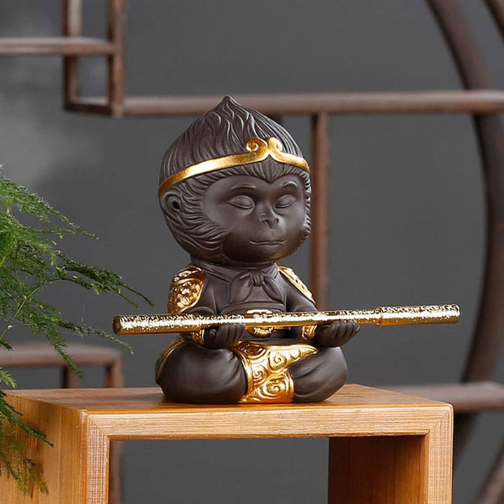 Chinesisches lila Ton Kung Fu Tee Haustier Set Monkey King TeaPet für Zuhause Teetablett Dekoration,