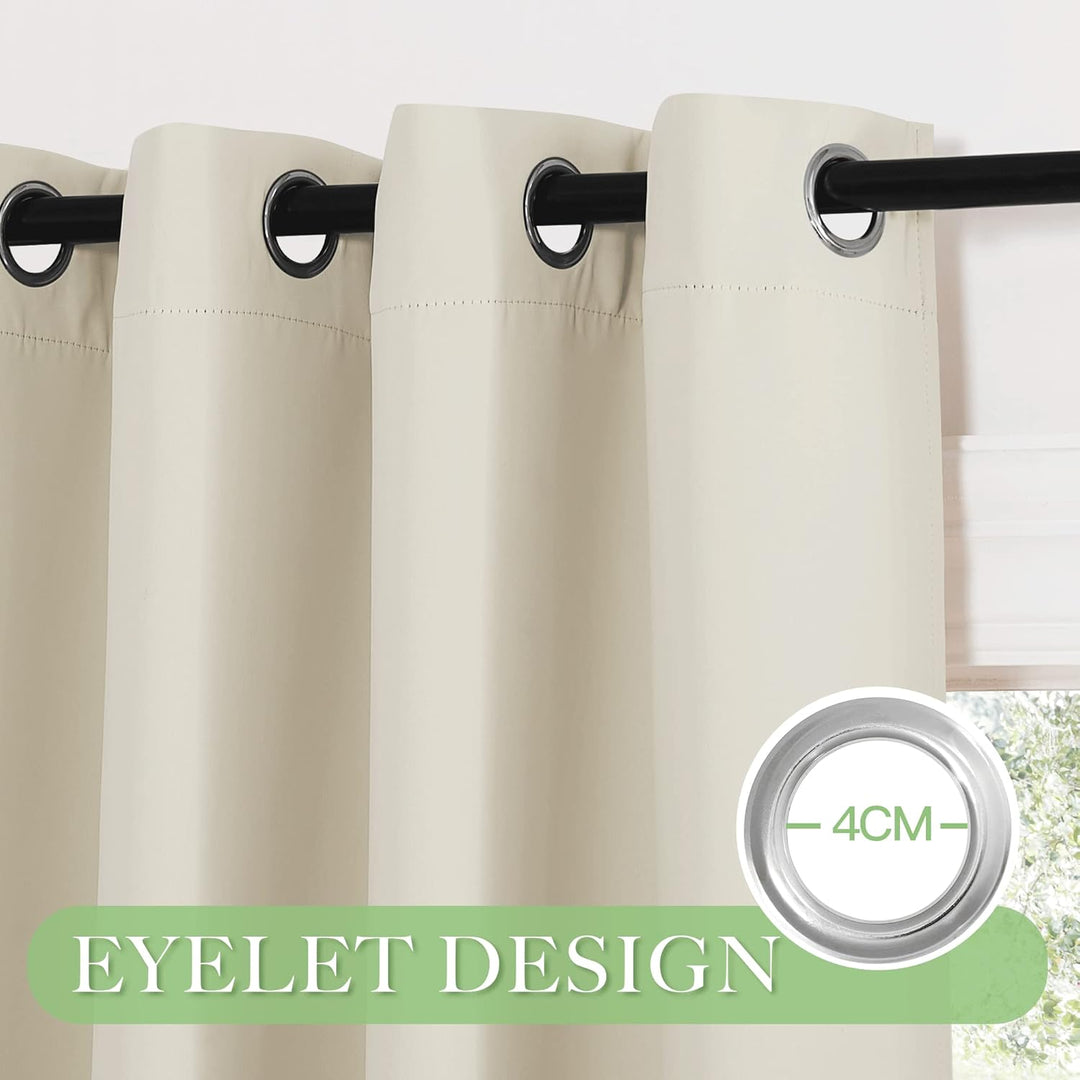 KGORGE Blickdichte Gardinen für Grosse Fenster Abdunkelnde Vorhänge Beige 2er Set 245 x 200 cm(HxB)