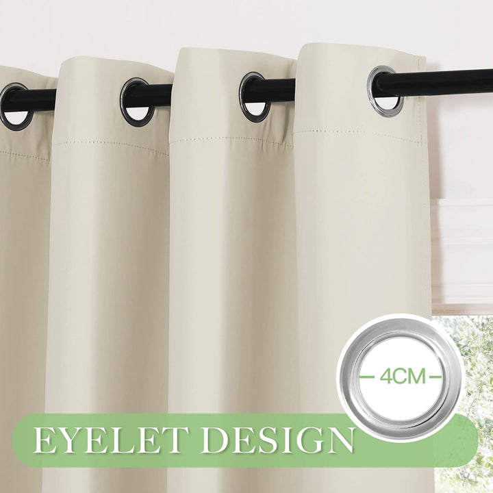 KGORGE Blickdichte Gardinen für Grosse Fenster Abdunkelnde Vorhänge Beige 2er Set 245 x 200 cm(HxB)