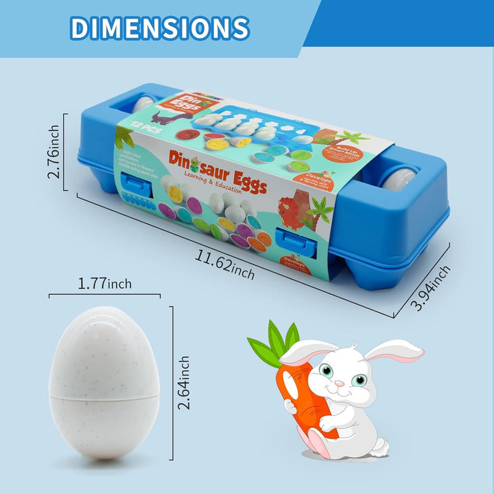 MOONTOY Dinosaurier Passende Eier Ostergeschenke 12 Pcs Farb und Formen Sortierer Montessori Spielze