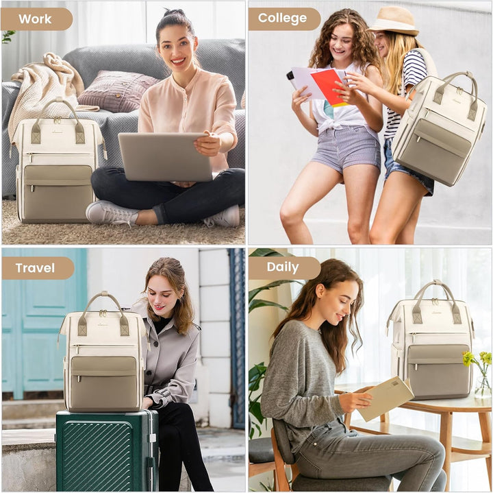 LOVEVOOK Rucksack Damen, 17 Zoll Laptop Arbeitstasche Schulrucksack mit USB Ladeanschluss, Wasserdic