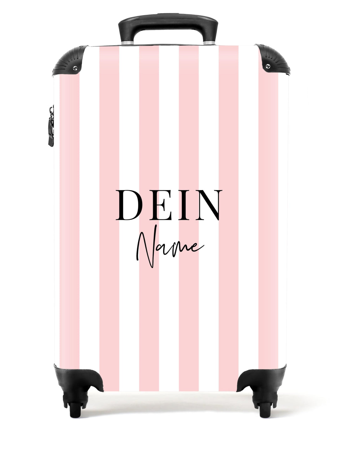 NoBoringSuitcases.com® Kinderkoffer Mädchen - Koffer Kinder - Hartschalenkoffer Streifen Rosa - Reis
