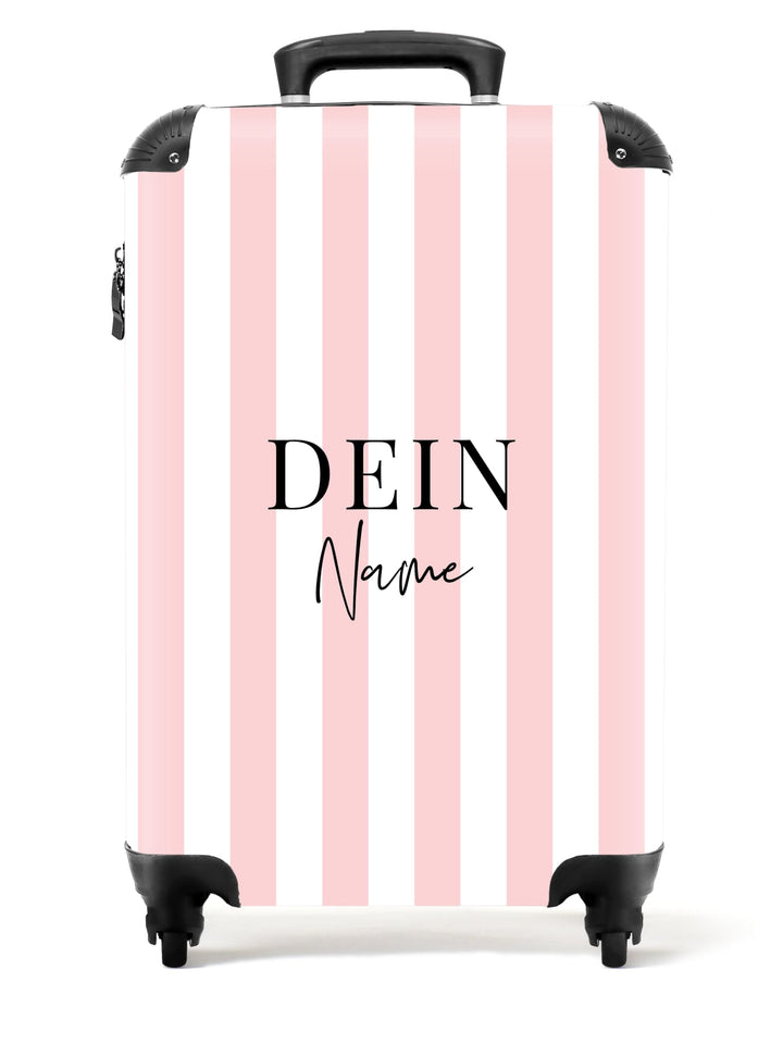 NoBoringSuitcases.com® Kinderkoffer Mädchen - Koffer Kinder - Hartschalenkoffer Streifen Rosa - Reis