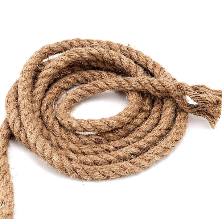 20 m x 12 mm Juteseil, 4 Stränge Juteschnur Dicke Schnur Braun Geflochtenes Hanfseil, Jute Schnur zu