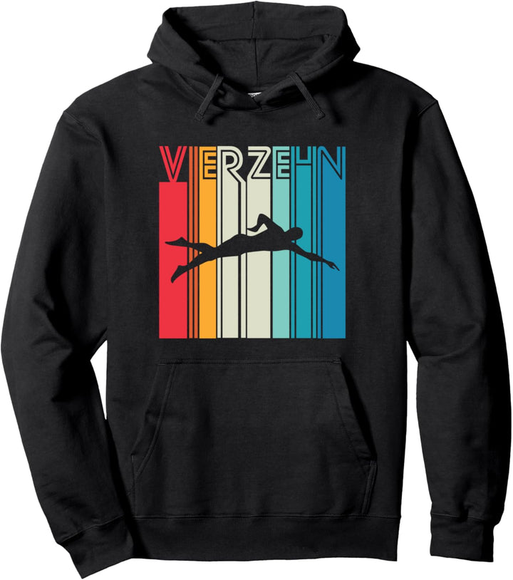 14. Geburtstagsgeschenk Schwimmen Retro Schwimmer Pullover Hoodie