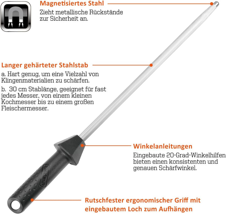 Sharpeak Gesamt 45 cm Stangen 30 cm Wetzstähle Wetzstab Messerschärfer Stab mit eingebauten Schärfwi
