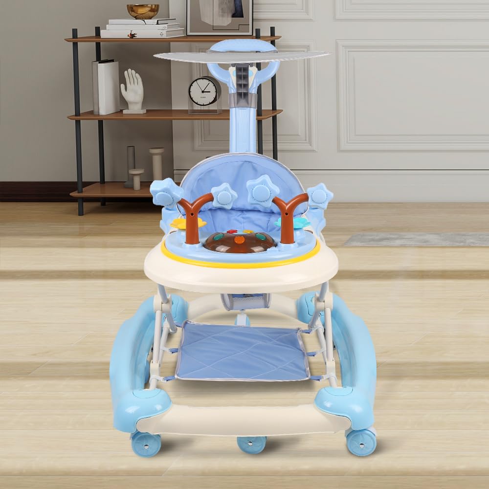 Lauflernhilfe 4 in 1, Drehspiess mit Tablett für musikalische Aktivitäten, für Babys, mit interaktiv
