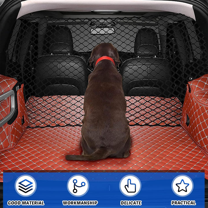GOMETY Schutzgitter Auto Barriere Trennnetz, 120x90 cm Hundegitter für Kofferraum, Doppelschicht Pol