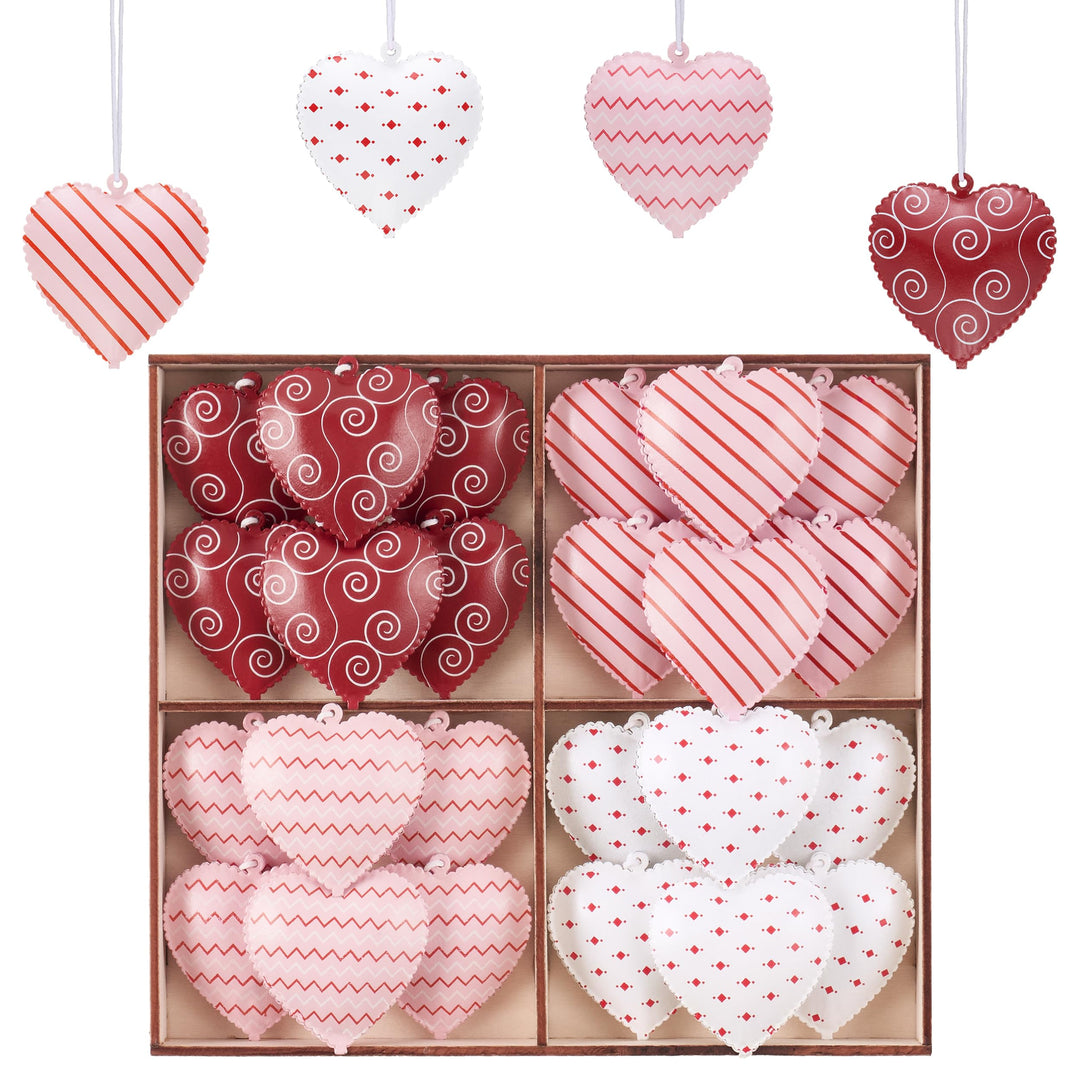 Valery Madelyn 24 Stück Metallherzen Anhänger, 5cm Herz Baumschmuck Deko für Valentinstag Hochzeit F