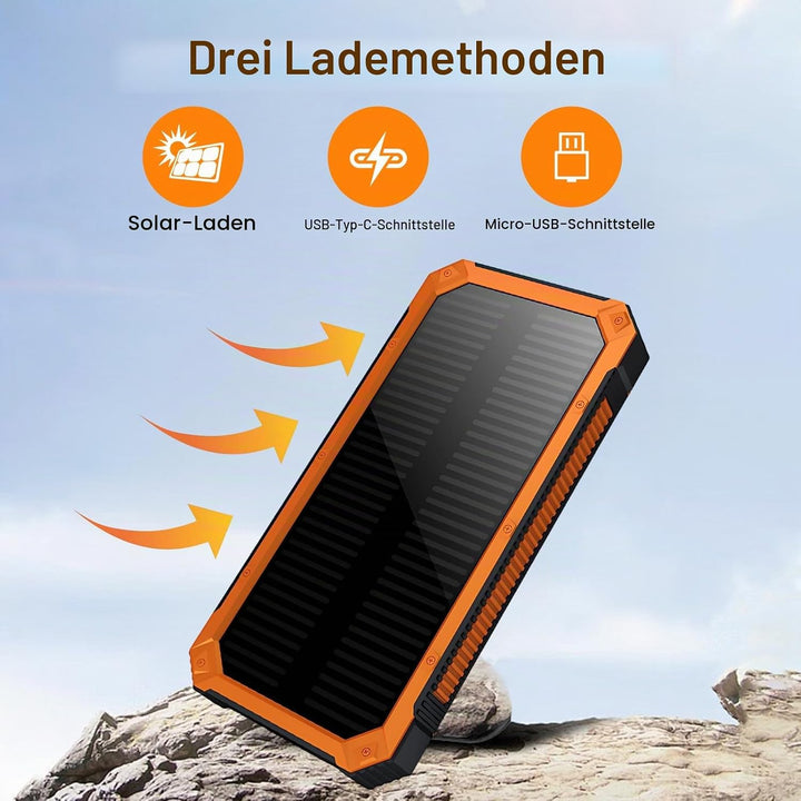 Ruiqas 20.000 mAh Solar-Powerbank, tragbares Camping-Solar-Ladegerät, Akku mit Zwei USB-Anschlüssen