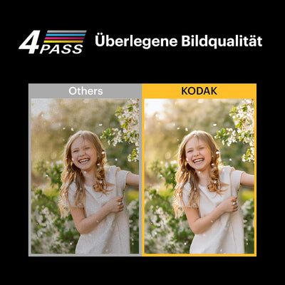 KODAK Mini 2 Retro 4PASS Mobiler Fotodrucker (5,3x8,6cm) - Paket met 68 Blatts, Schwarz Drucker + 68