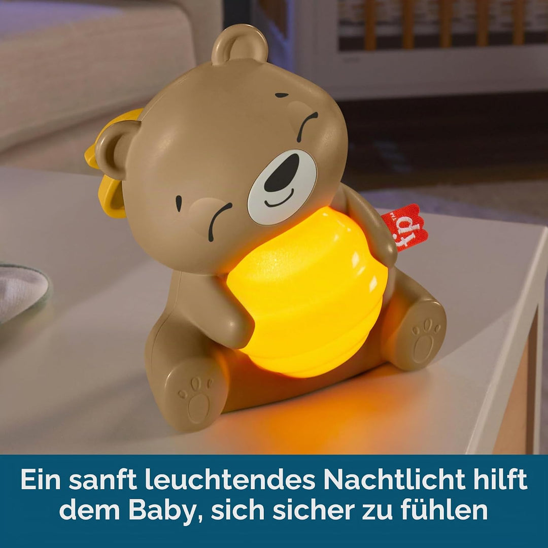 Fisher-Price Beruhigendes Bärchen Spieluhr zum Mitnehmen für Babys mit Nachtlicht und einstellbarem