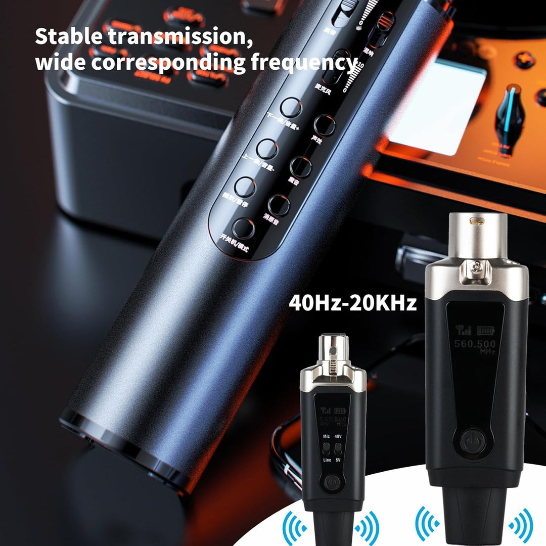 XLR Mikrofon Wireless Sender Empfänger 1 zu 1 UHF Kabelloses Mikrofon für Dynamisches Mikrofon Konde