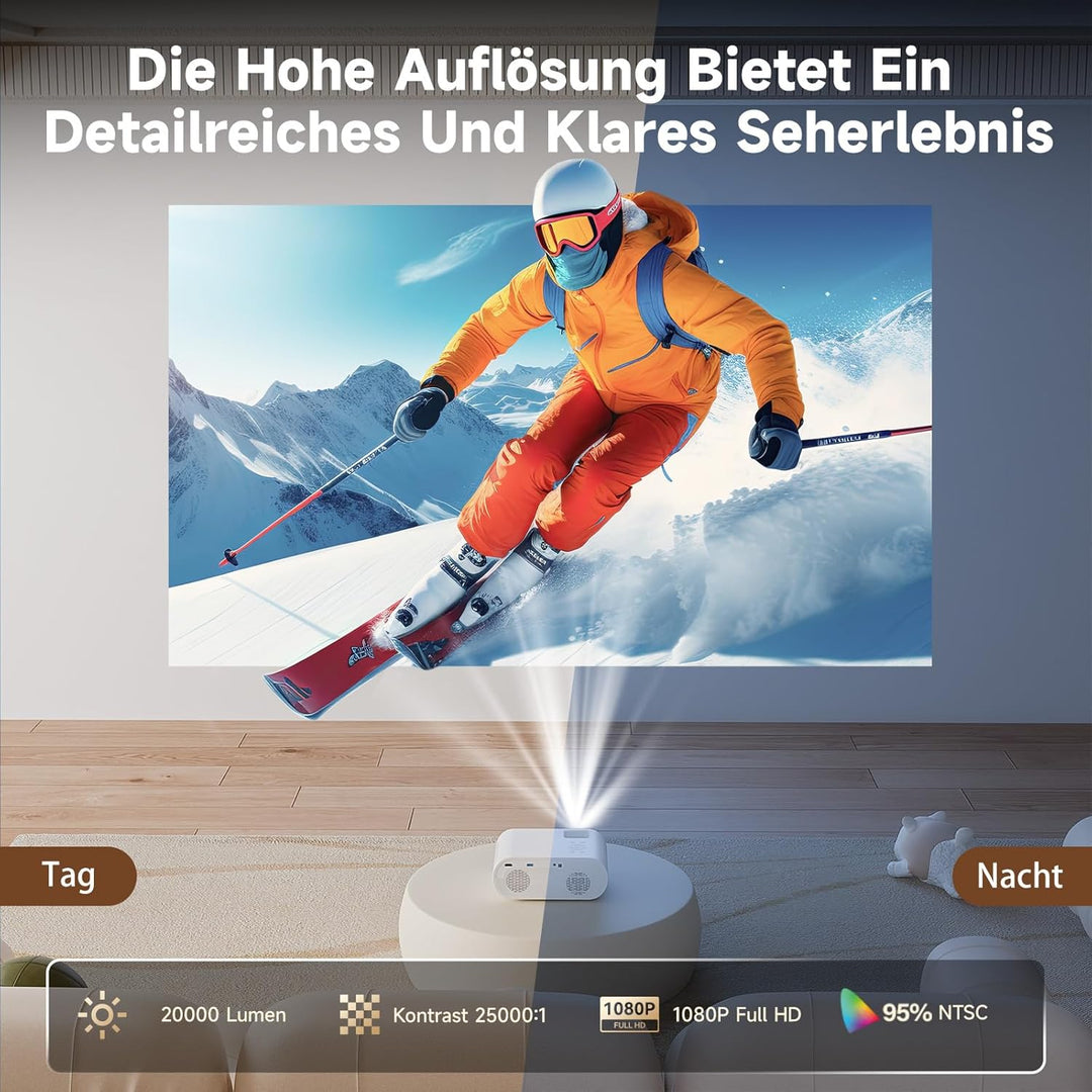Beamer【Google TV/Netflix】 Beamer 4K mit Play Store, 20000 Lumen Mini Beamer Full HD 1080P, LED Beame