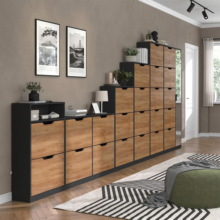 Vicco Schuhkipper Luca, Anthrazit/Goldkraft Eiche, 59 x 94 cm mit 2 Kippfächern Anthrazit/Goldkraft