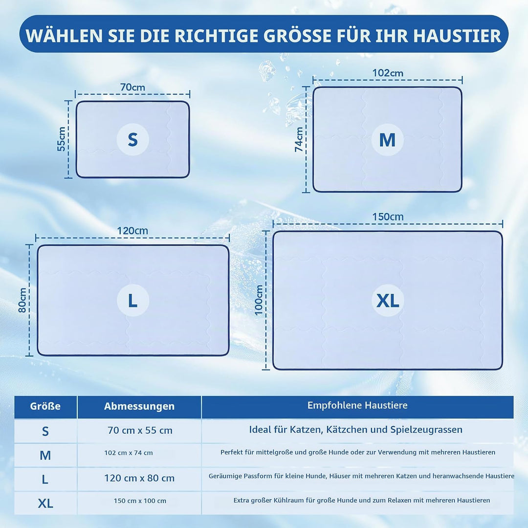 Deconovo Selbstkühlende Kühlmatte für Hunde &amp; Katzen, Atmungsaktive Kühldecke für Sommer, Faltbar &amp;