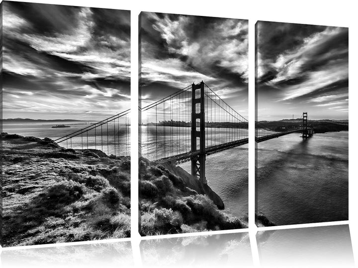 Pixxprint Golden Gate Bridge als Leinwandbild/Grösse: 3 Teilig (120x80) cm/Wandbild/Kunstdruck/ferti