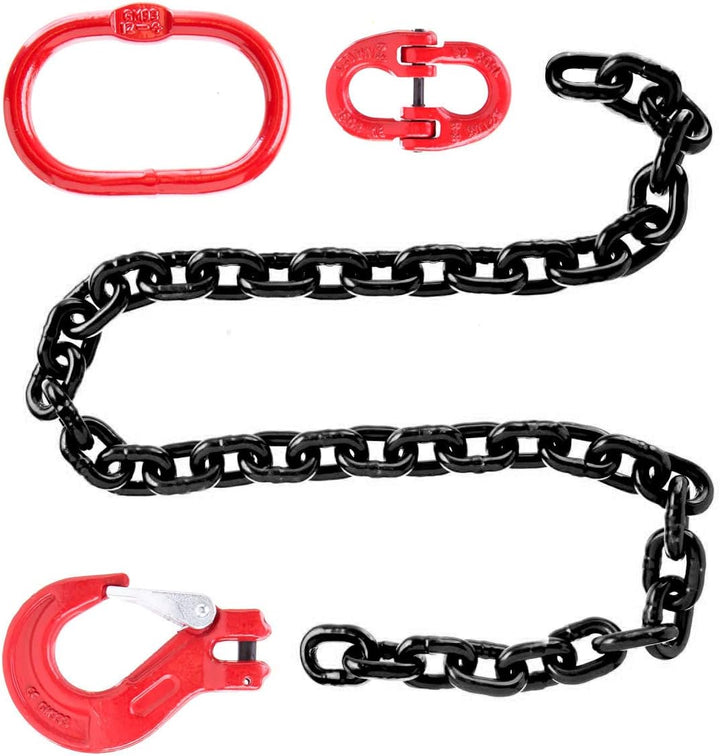 Jumbo-Shop Forstkette Schleifkette 6mm Rückekette - 1m Tragfähigkeit=1120kg SET - Anschlagkette Kett