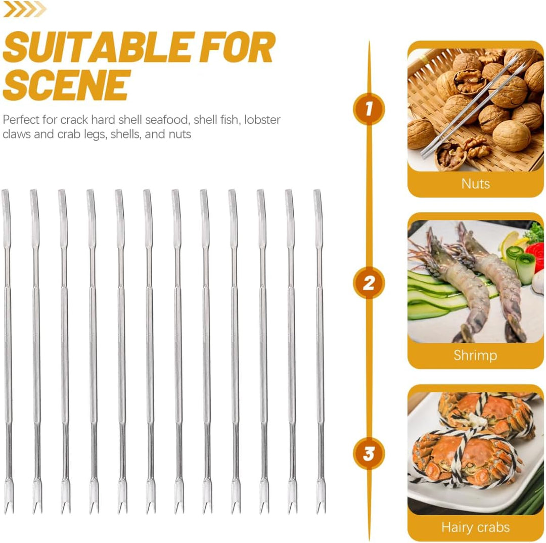 12 St¨¹ Edelstahl Krebstiere Forks Nut Picks Werkzeuge Meeresfr¨¹chte