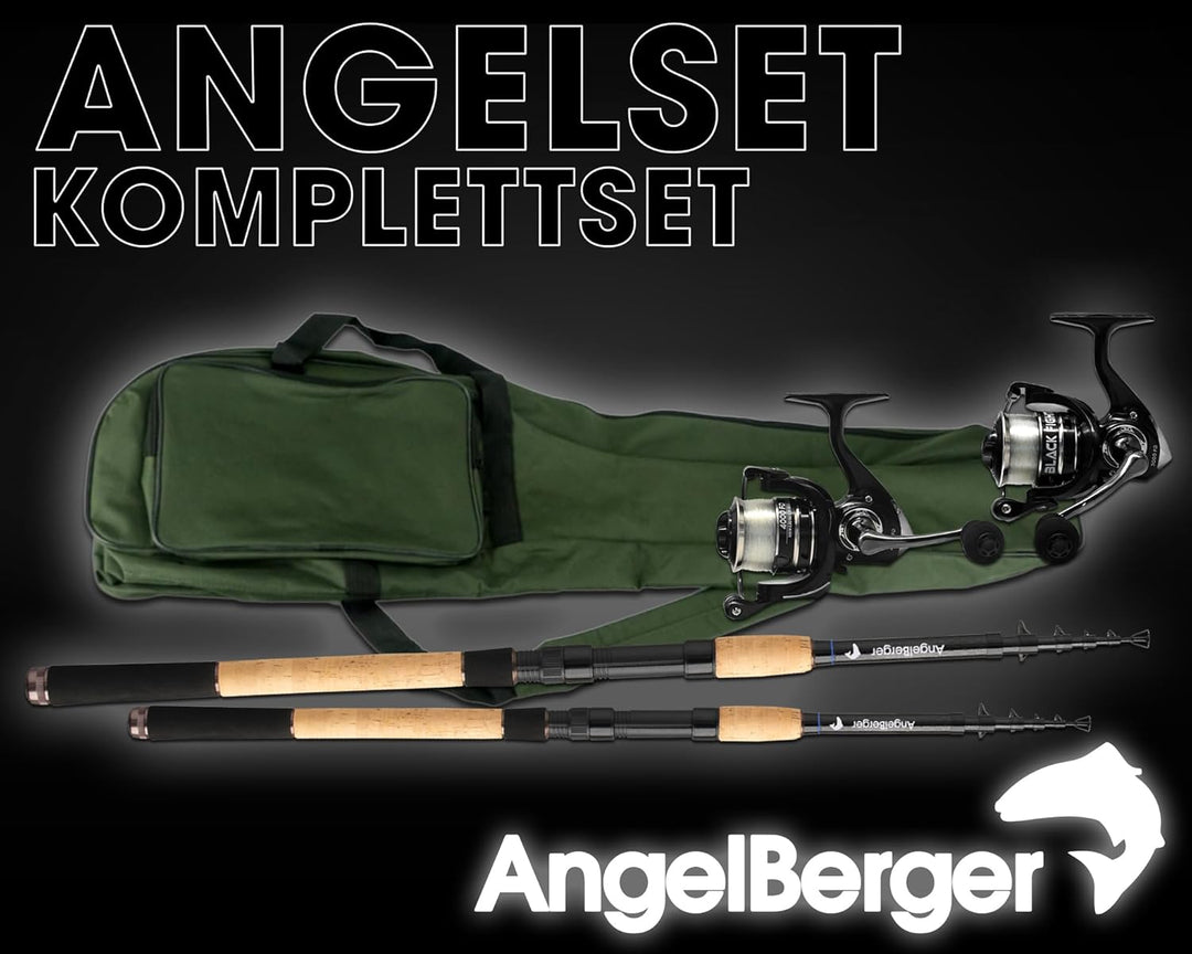 Angel-Berger Angelset Komplettset 2 Teleskopruten Rollen Rutentasche