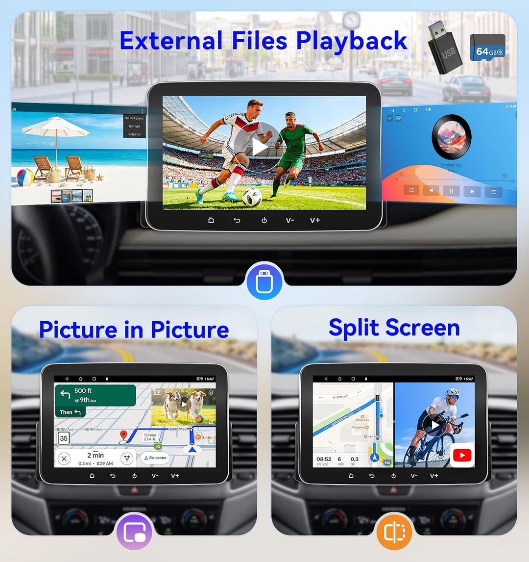 1 DIN 7 Zoll DAB+ Autoradio mit Bildschirm, Wireless CarPlay &amp; Android Auto