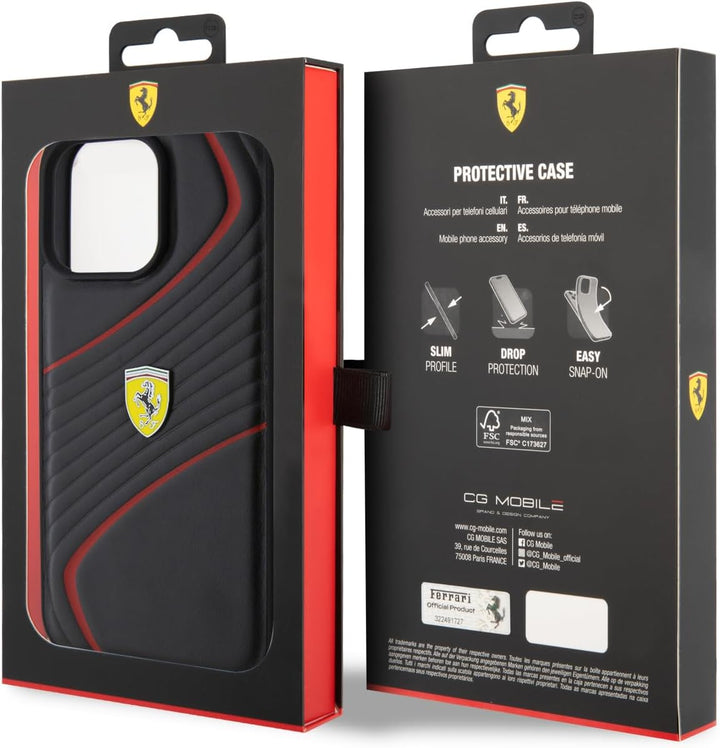 Ferrari FEHCP15XPTWK Hülle für iPhone 15 Pro Max 6.7" Schwarz hardcase Twist Metal Logo