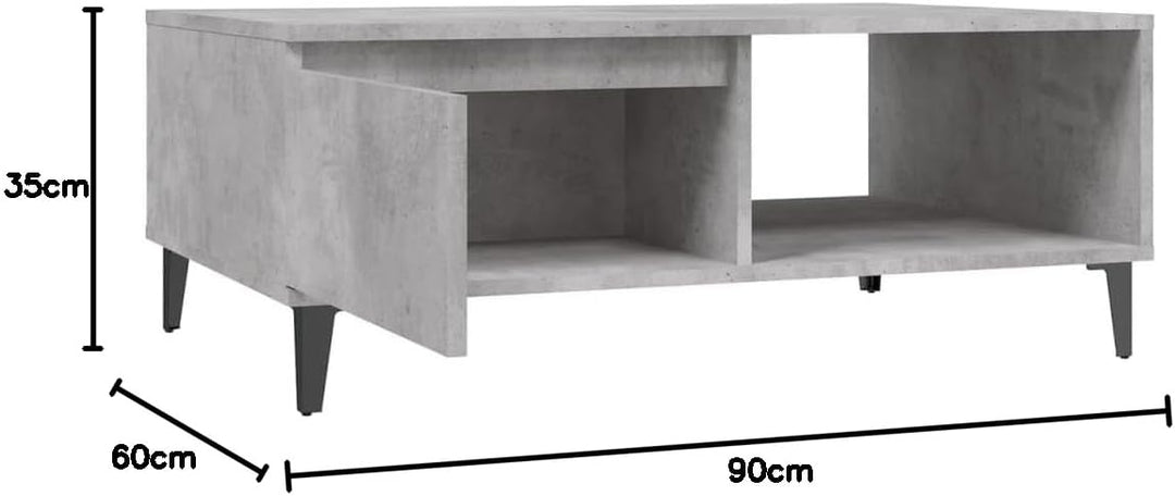 WIFESE Couchtisch mit Offenes Fach 90x60x35 cm Beistelltisch Holz Modernes Design Wohnzimmertisch Kl