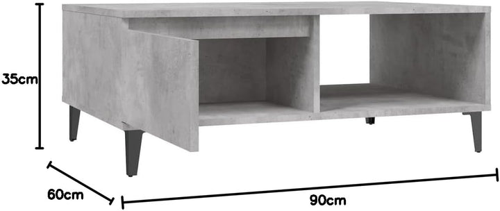 WIFESE Couchtisch mit Offenes Fach 90x60x35 cm Beistelltisch Holz Modernes Design Wohnzimmertisch Kl