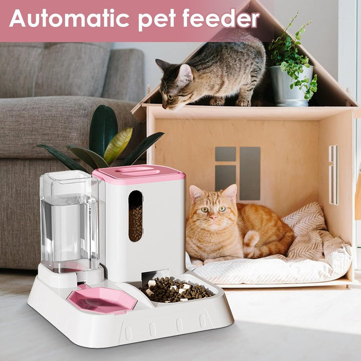 Futter- Und Wasserspender Für Katzen, Automatischer Futterautomaten Für Katzen & Kleine Hunde, 2 In
