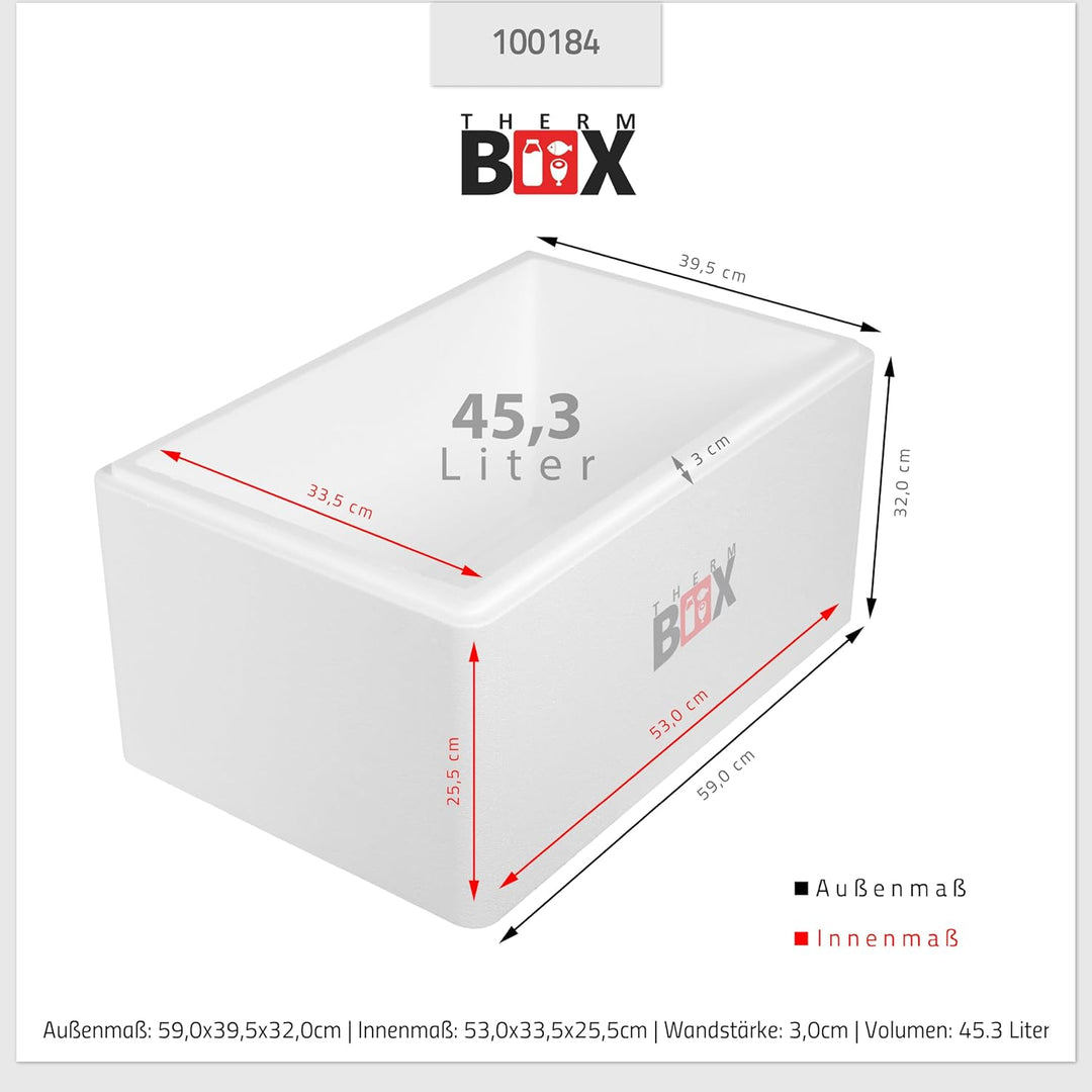 THERM BOX Styroporbox 24L bis 45L Verschiedene Grössen Isolierbox Thermobox Kühlbox Warmhaltebox Wie